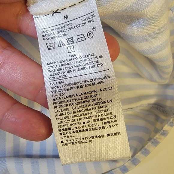 BANANA REPUBLIC BLUE/WHITE STRIPED TOP/BLOUSE WITH FLUTTER SLEEVES, M - Picture 10 of 10